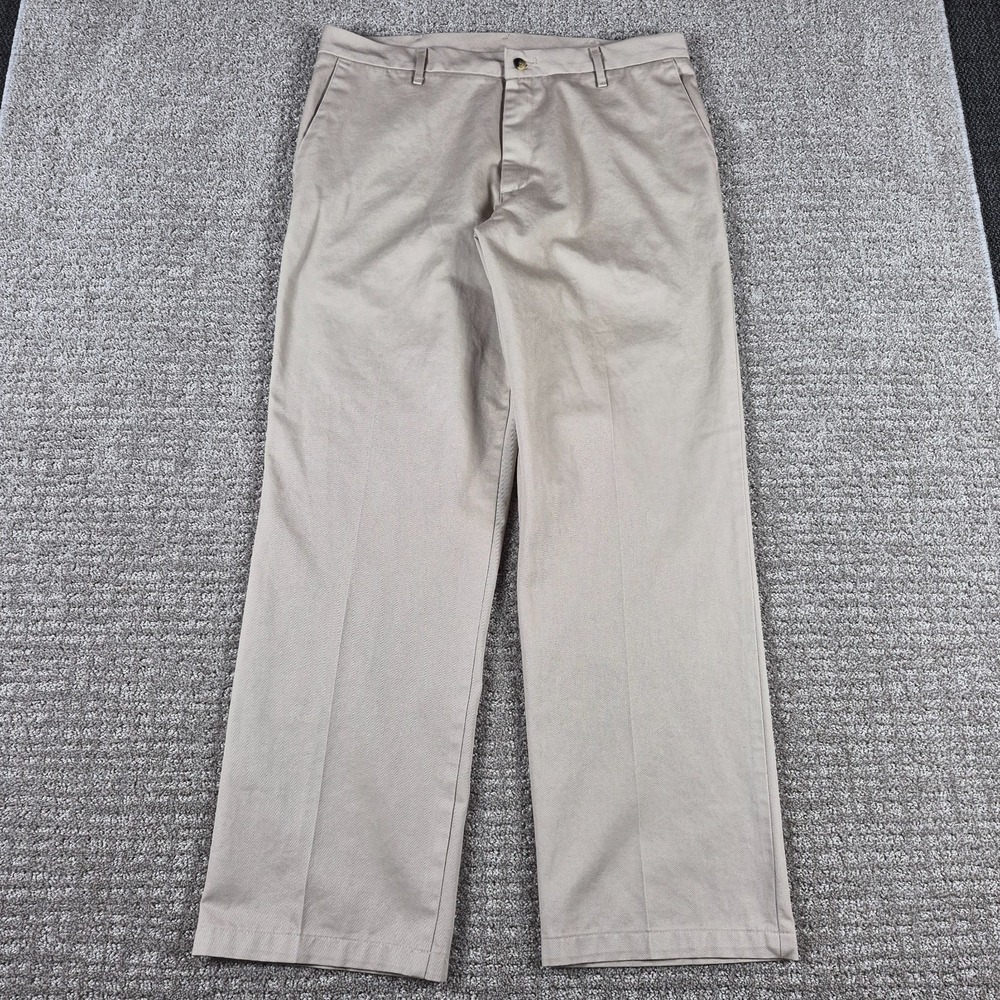 Wrangler Pants Mens 36x32 Khaki No Iron Flat Front Classic Fit Chinos Straight